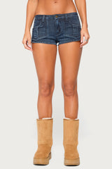 Janel Washed Denim Micro Shorts