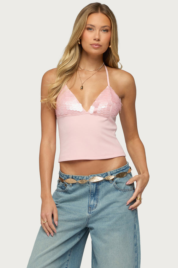 Katelyn Sequin Halter Top