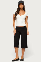 Shirly Wide Leg Foldover Capri Pants