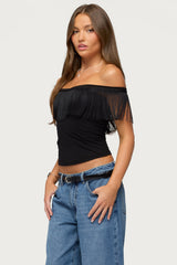 Catelina Fringe Off Shoulder Top