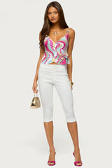 Galie Abstract Printed Wrap Top