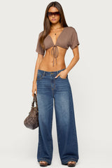 Micky Tie V Neck Crop Top