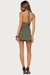 Andra Studded Halter Mini Dress