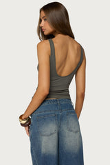 Emeri Deep Cowl Neck Cutout Top