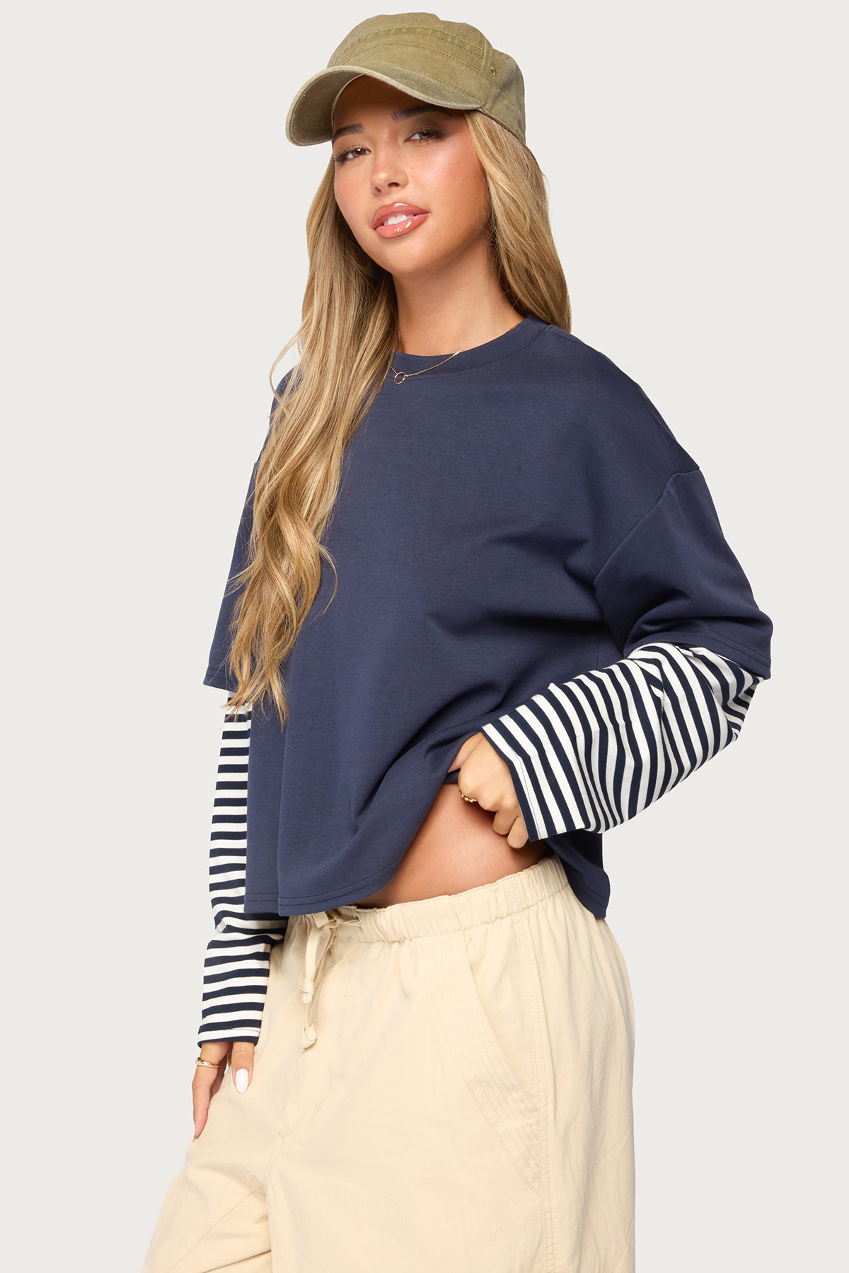 Nacie Layered Stripey Long Sleeve T Shirt