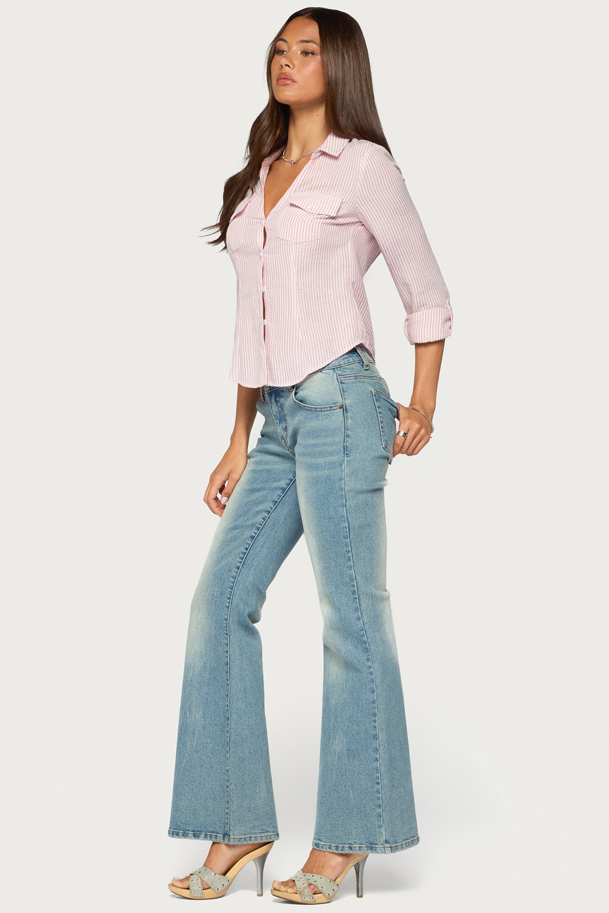 Phobe Striped Button Up Top