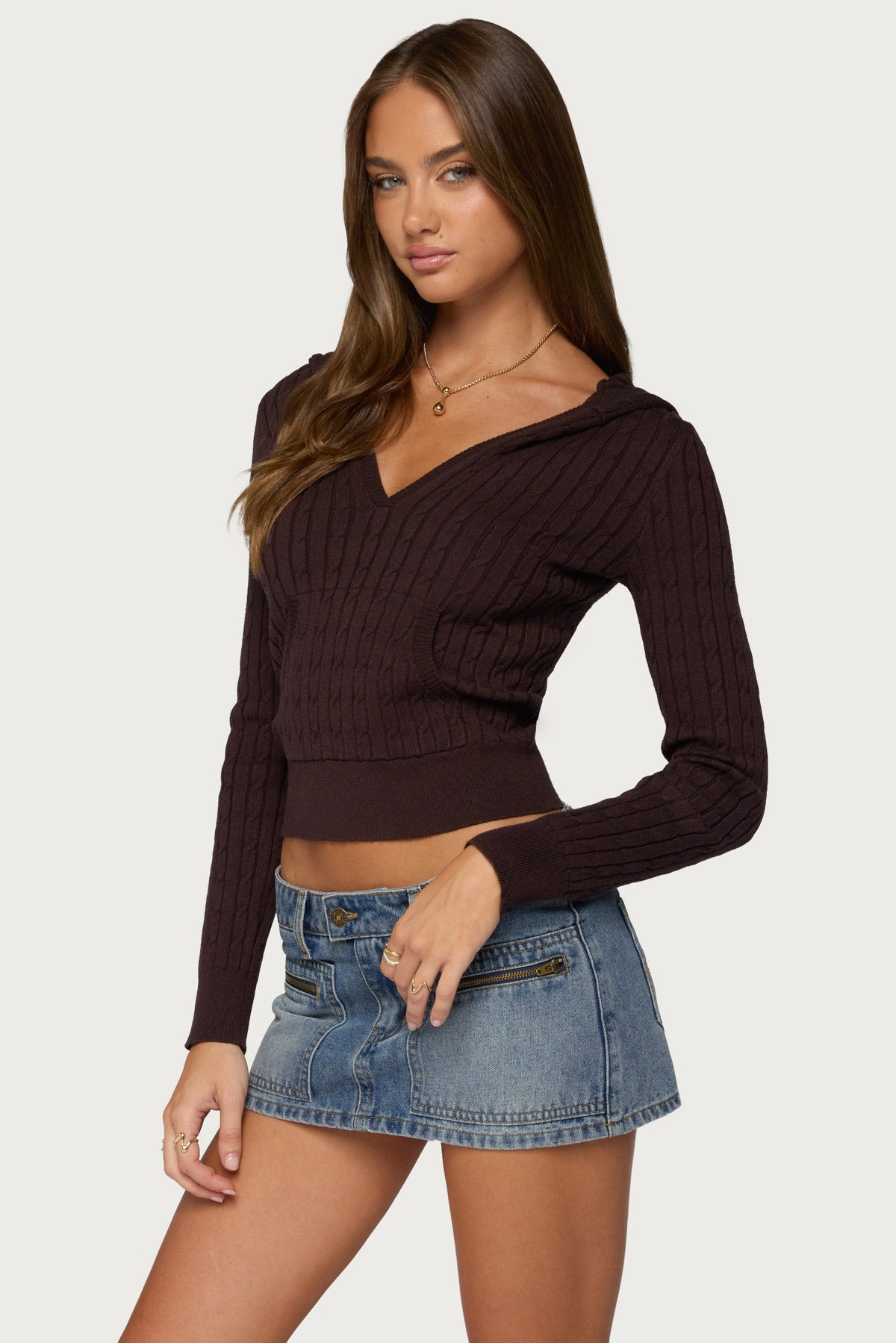 Kimani Cable Knit Hooded Sweater