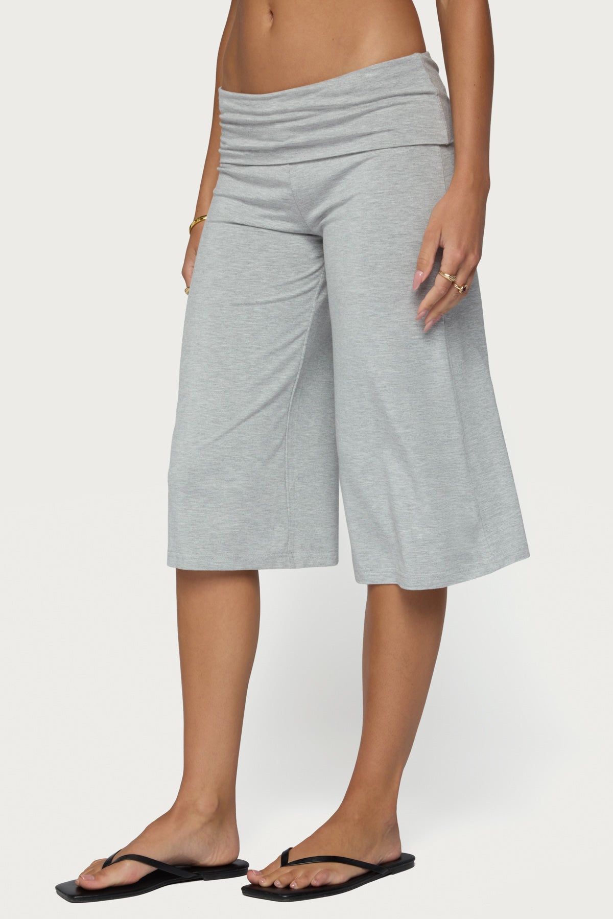 Shirly Wide Leg Foldover Capri Pants