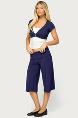 Shirly Wide Leg Foldover Capri Pants