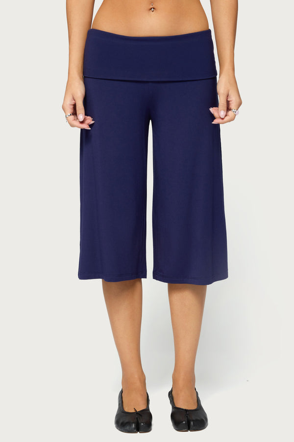 Shirly Wide Leg Foldover Capri Pants