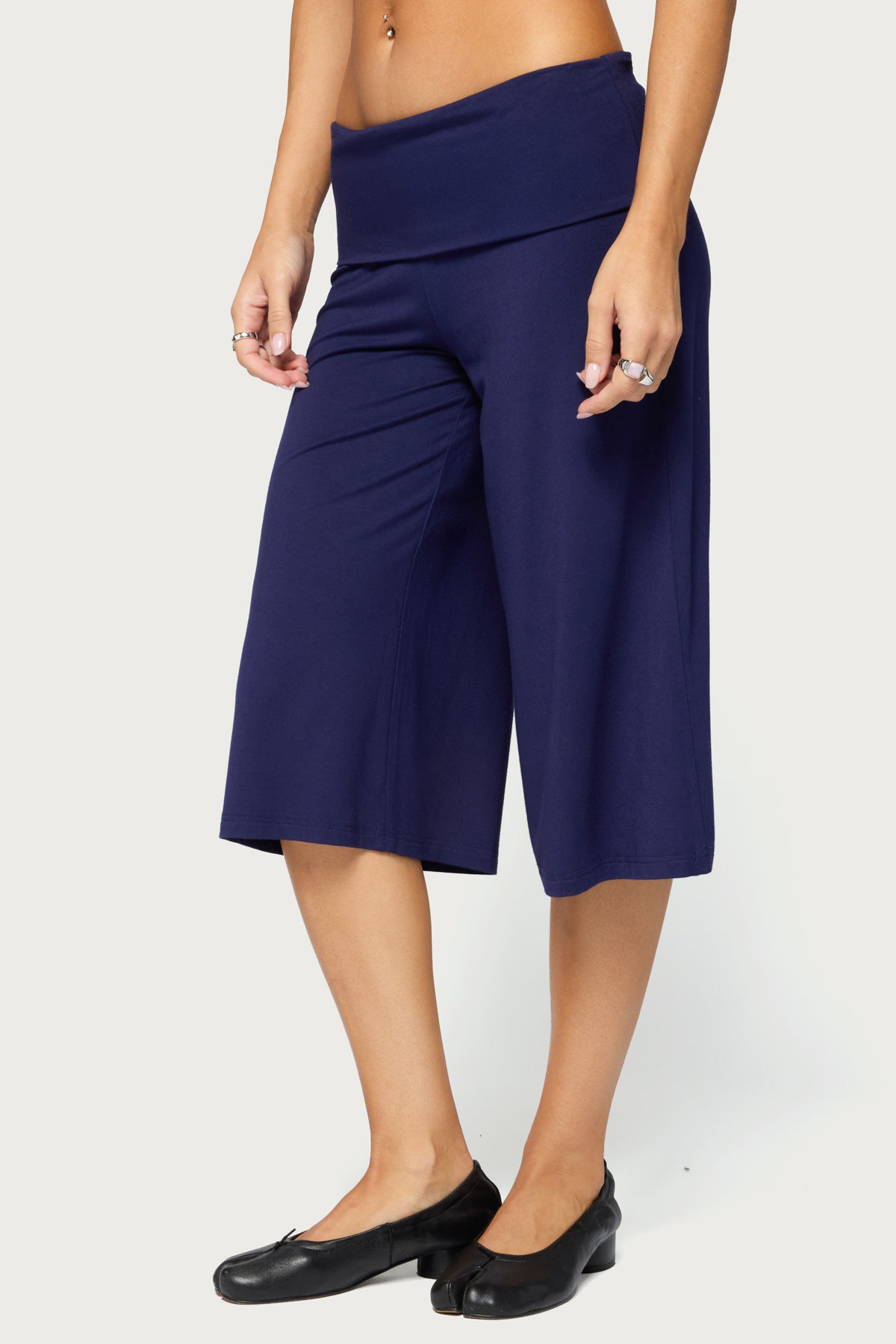 Shirly Wide Leg Foldover Capri Pants