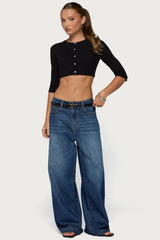 Gilba Button Up Knit Crop Top