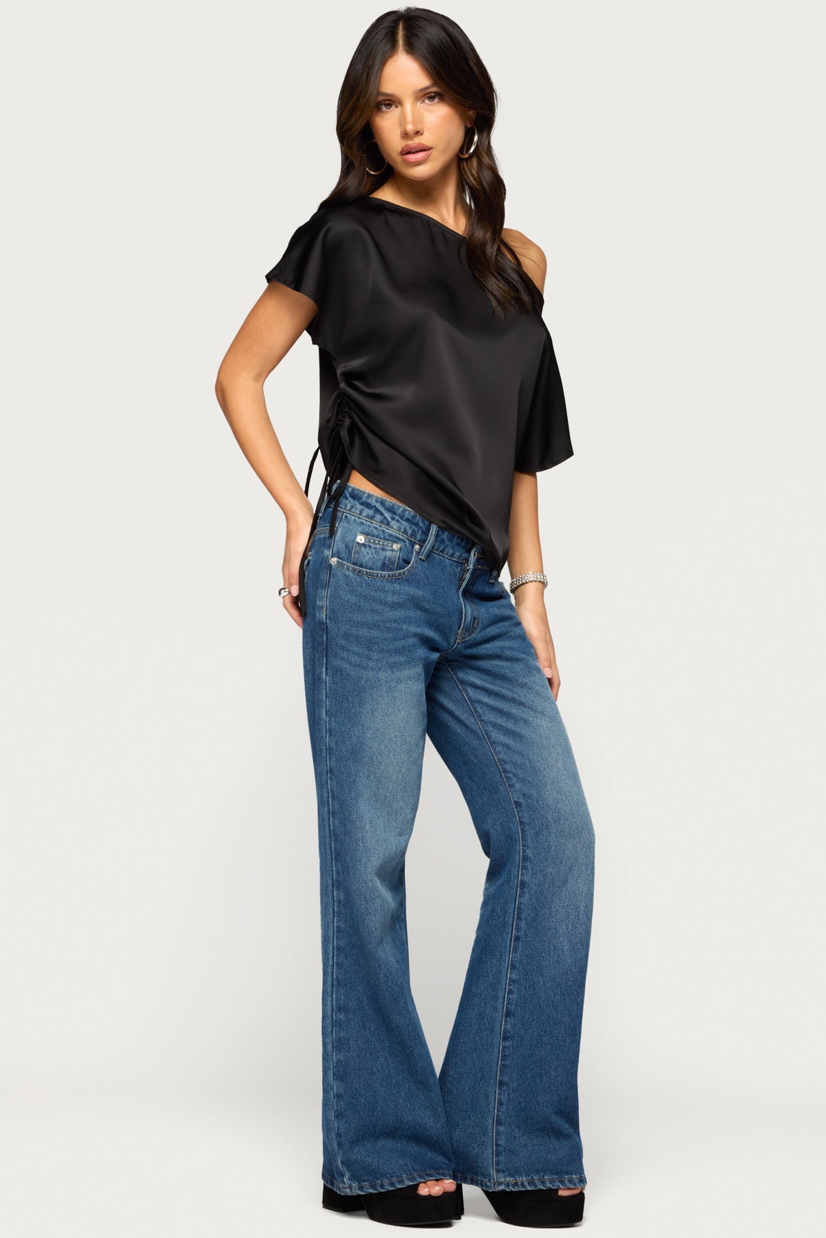 Jori Off Shoulder Satin Effect Top