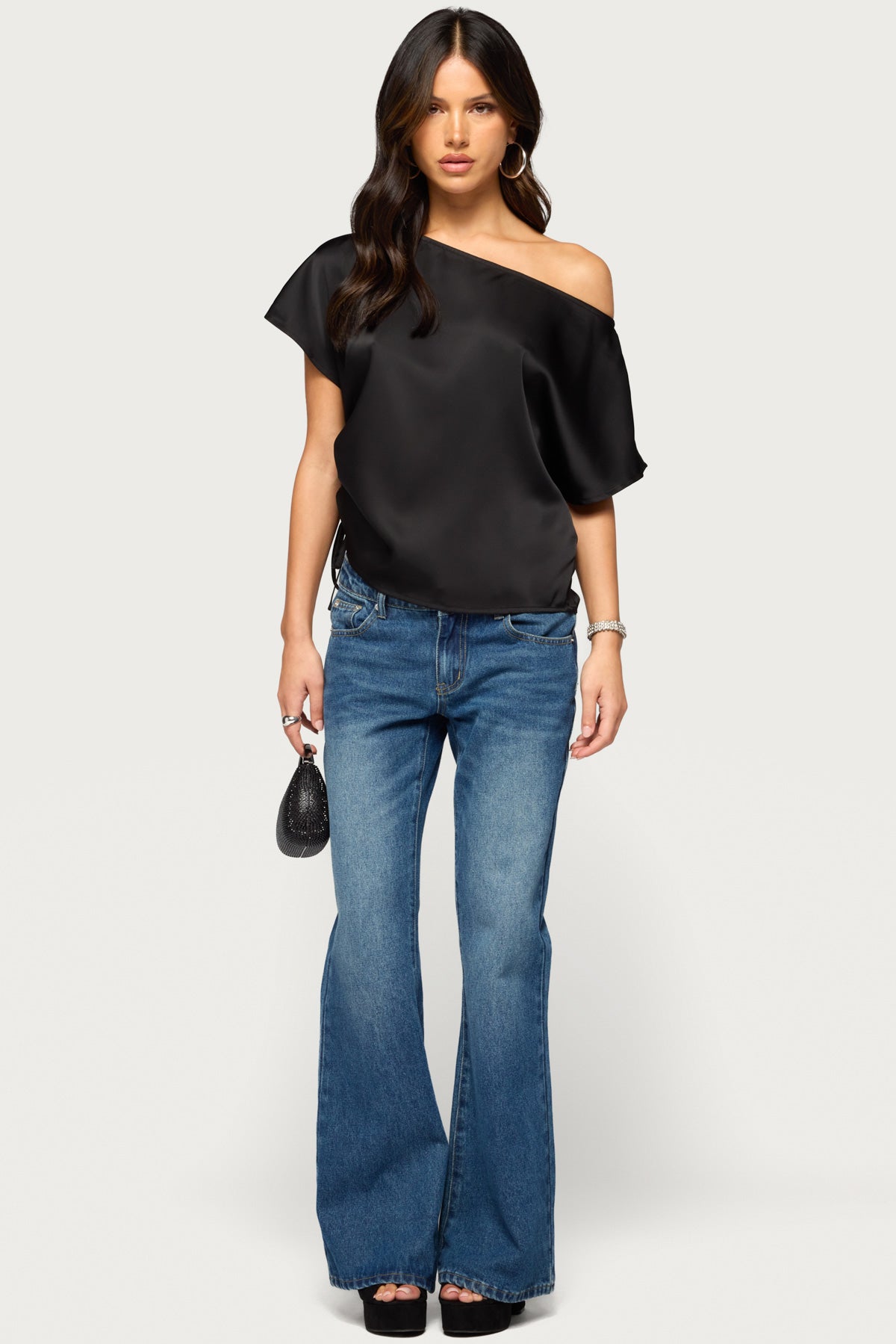 Jori Off Shoulder Satin Effect Top