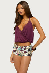 Eilen Lacey Wrap Halter Top