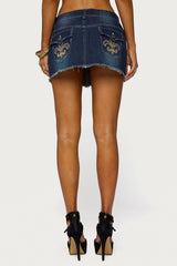 Dreya Embroidered Pocket Denim Mini Skirt