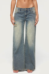 Noor Distressed Low Rise Baggy Jeans