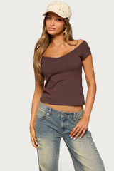 Calie Off Shoulder V Neck Top