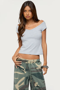 Calie Off Shoulder V Neck Top