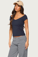 Calie Off Shoulder V Neck Top