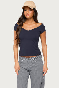 Calie Off Shoulder V Neck Top