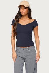 Calie Off Shoulder V Neck Top