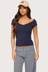Calie Off Shoulder V Neck Top