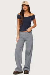 Calie Off Shoulder V Neck Top
