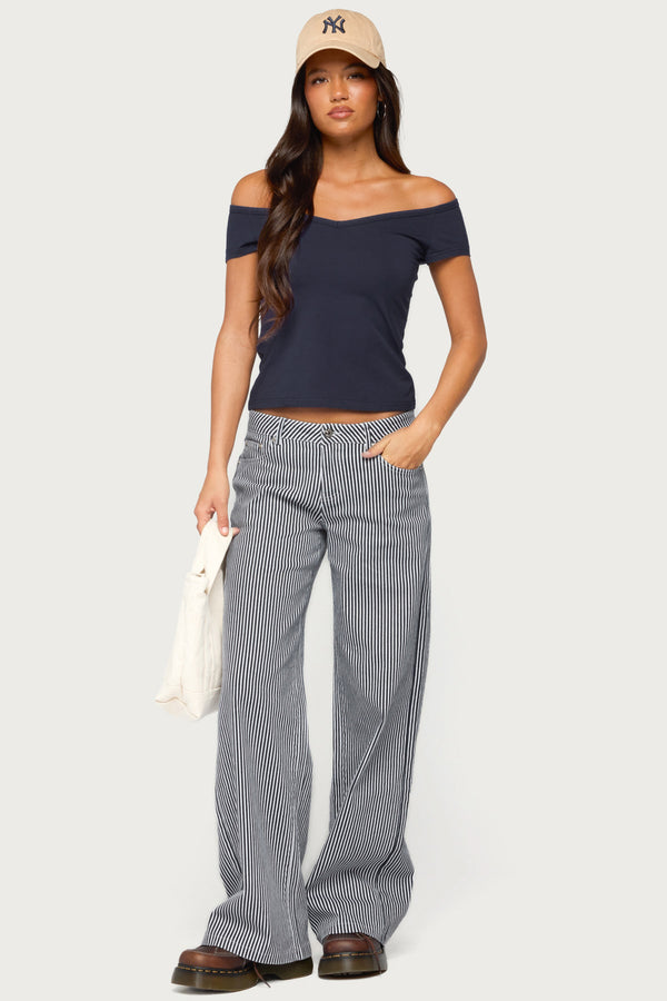 Calie Off Shoulder V Neck Top