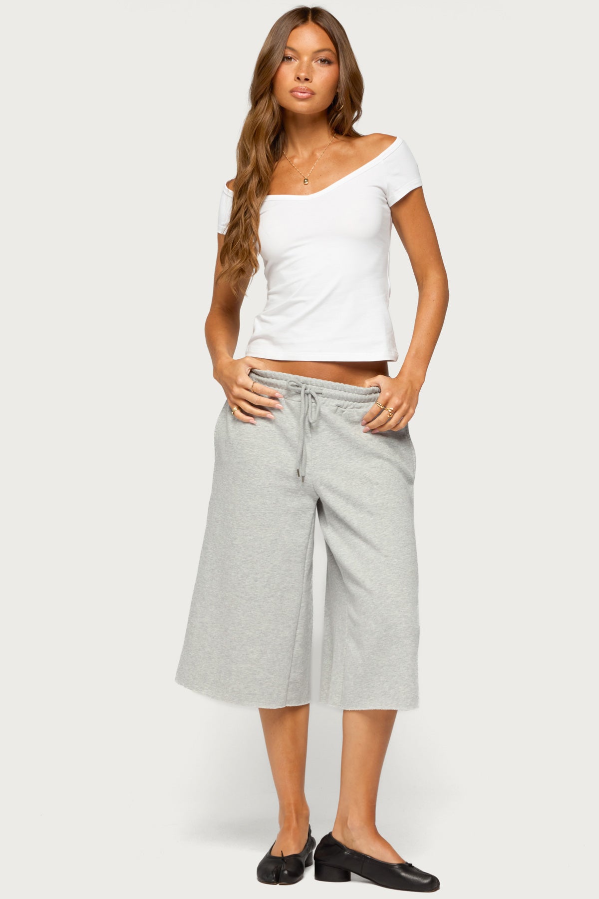 Calie Off Shoulder V Neck Top
