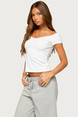 Calie Off Shoulder V Neck Top