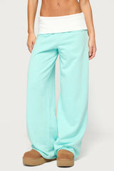 Idha Contrast Foldover Baggy Sweatpants