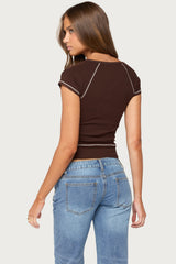 Jeena Front Pocket Henley T Shirt