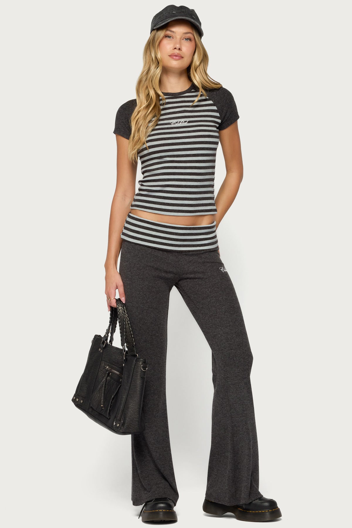 Stay Edikted Stripey Foldover Pants