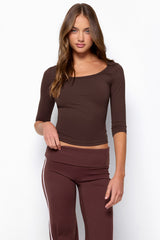 Desi Scoop Neck Quarter Sleeve Top