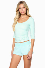 Desi Scoop Neck Three-Quarter Sleeve Top