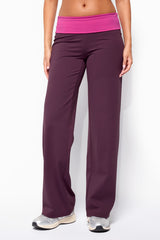 Dayna Contrast Foldover Straight Leg Pants