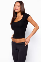 Chari Ribbed Scoop Neck T Shirt