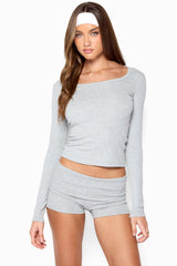Flossy Ribbed Long Sleeve T Shirt