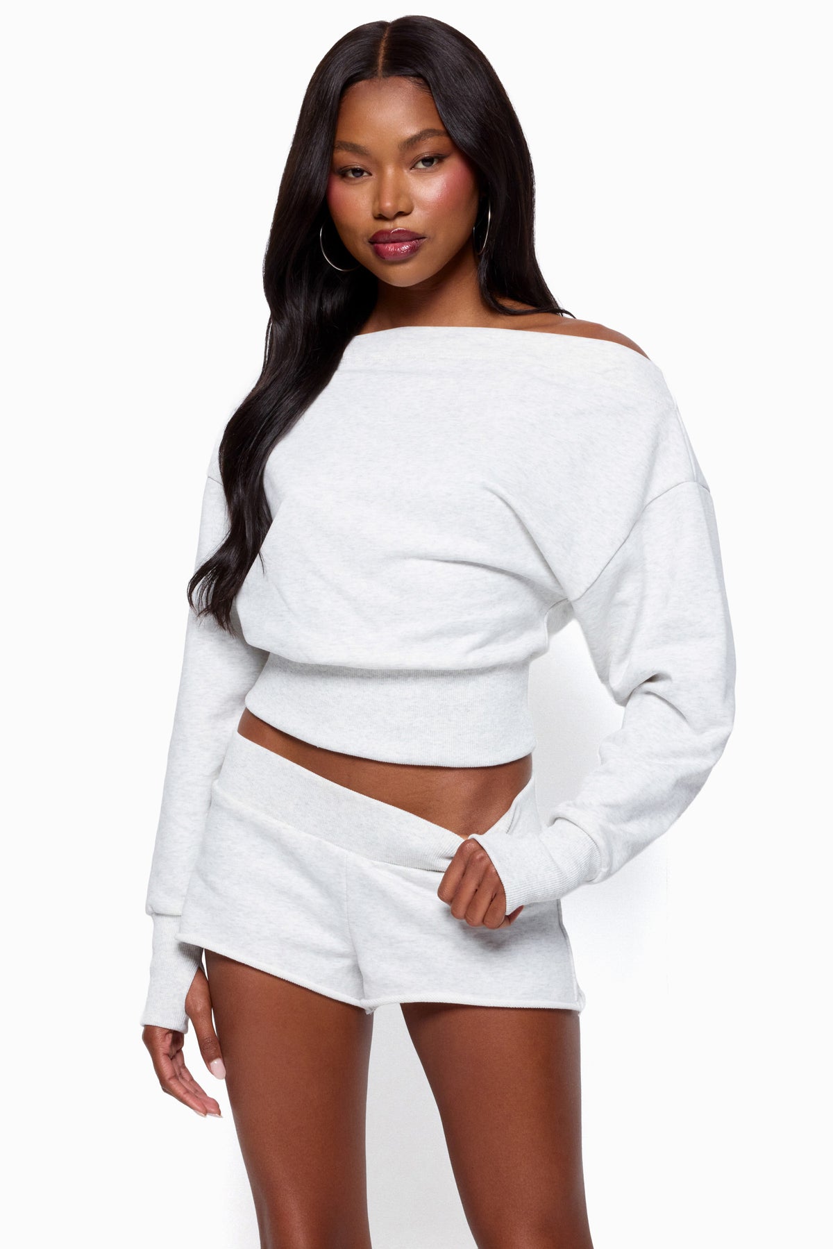 Hennie Off Shoulder Fleece Sweatshirt
