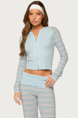 Jadie Stripey Knit Zip Up Hoodie