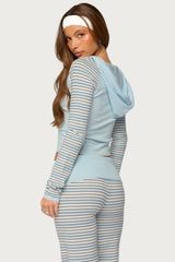 Jadie Stripey Knit Zip Up Hoodie