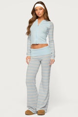 Jadie Foldover Striped Knit Pants