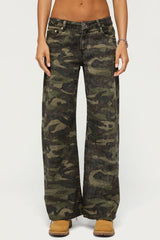 Soya Camo Low Rise Baggy Jeans