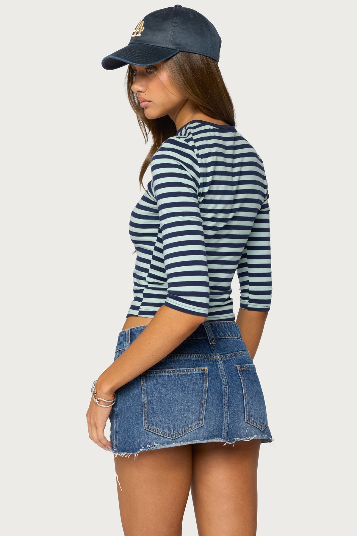 Esti Striped Quarter Sleeve Top