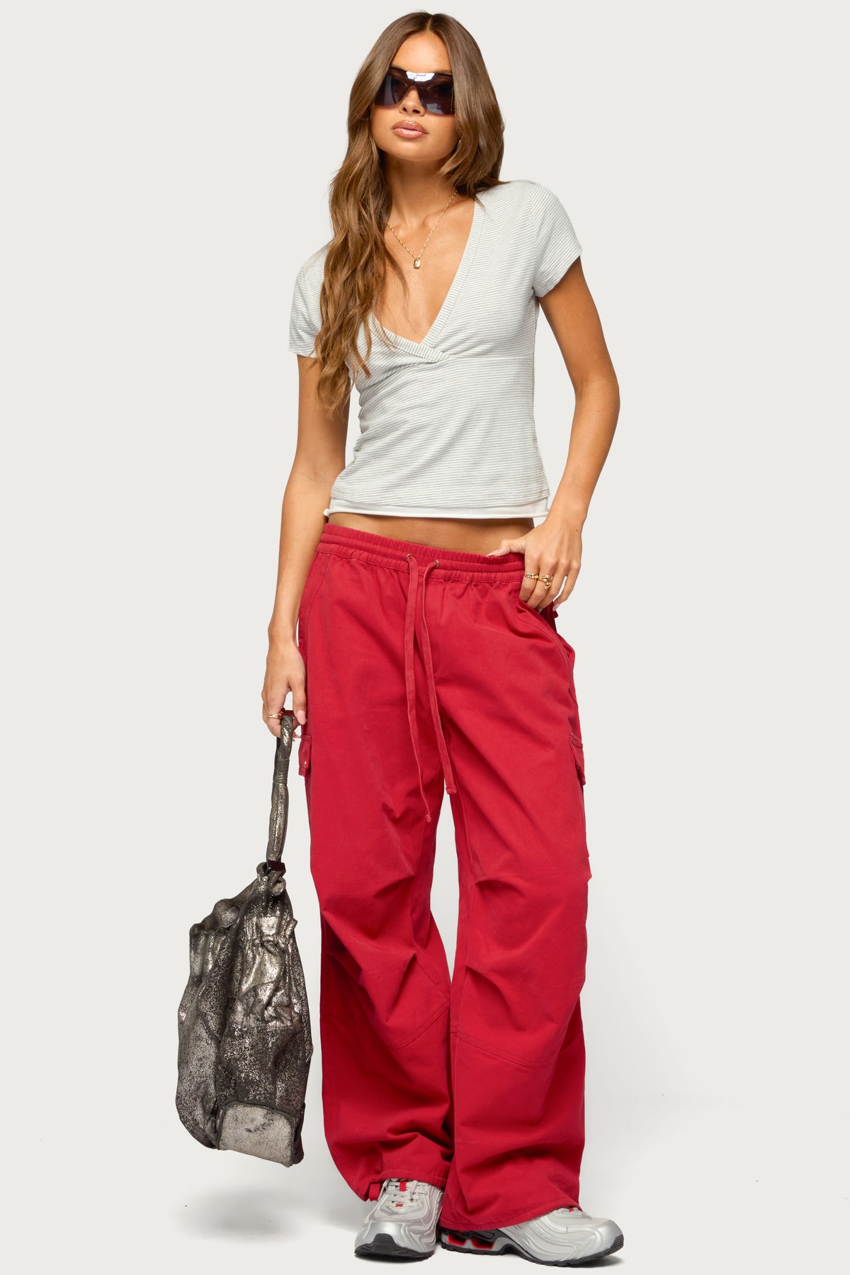 Yannah Striped Layered V Neck Top