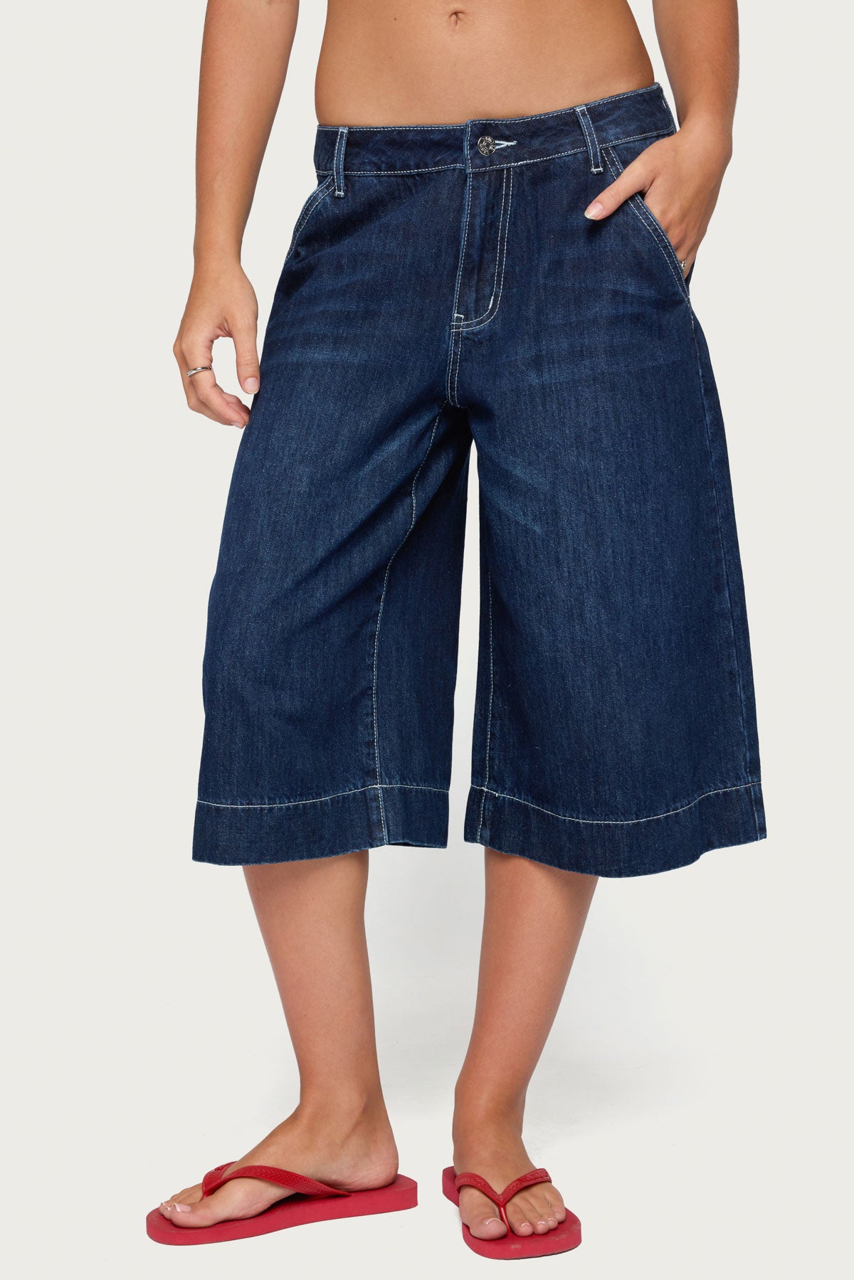 Letty Low Rise Denim Capri Shorts