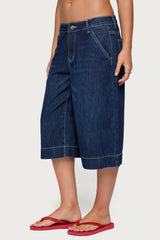 Letty Low Rise Denim Capri Shorts