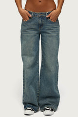 NYC Studded Low Rise Baggy Jeans