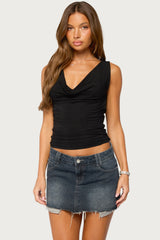 Mali Cutout Cowl Neck Top